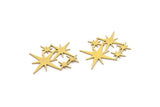 Brass Star Charm, 12 Raw Brass Star Shaped Charms, Charm Pendants, Connectors (17x23x0.60mm) A4019