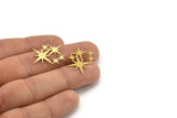 Brass Star Charm, 12 Raw Brass Star Shaped Charms, Charm Pendants, Connectors (17x23x0.60mm) A4019