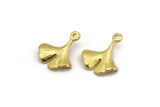 Brass Gingko Pendant, Raw Brass Leaf Charms (18x15mm) N0443
