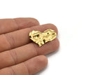 Brass Heart Charm, 12 Raw Brass Heart Charms With 1 Hole, Earrings, Pendants, Findings (30x20x0.60mm) D0768
