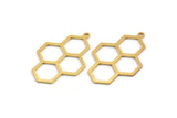 Gold Honeycomb Charm, 2 Gold Plated Brass Honeycomb Charm Earrings With 1 Loop, Pendant, Findings (42x27mm) D0716