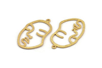 Altın Yüzlü Charm, 1 Halka, Kolye Ucu, Küpeler ve Bulgularla Birlikte 1 Altın Kaplama Pirinç Çekiçlenmiş Yüz Şeklinde Charm (46x28x1,2 mm) E587 Q0600