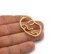 Altın Yüzlü Charm, 1 Halka, Kolye Ucu, Küpeler ve Bulgularla Birlikte 1 Altın Kaplama Pirinç Çekiçlenmiş Yüz Şeklinde Charm (46x28x1,2 mm) E587 Q0600