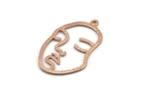 Gül Altın Yüz Şeklinde Charm, 1 Gül Altın Kaplama Pirinç Çekiçlenmiş Yüz Şeklinde Charm, 1 Halka, Kolye, Küpe, Bulgular (46x28x1,2 mm) E587 Q0600