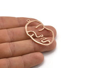 Gül Altın Yüz Şeklinde Charm, 1 Gül Altın Kaplama Pirinç Çekiçlenmiş Yüz Şeklinde Charm, 1 Halka, Kolye, Küpe, Bulgular (46x28x1,2 mm) E587 Q0600