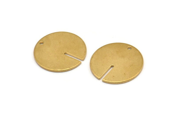 Brass Round Charm, 8 Raw Brass Coin Charms With 1 Hole, Pendnats, Earrings, Findings (20x1mm) D1135