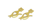 Brass Cat Charms , 100 Raw Brass Cat Charms With 1 Hole , Necklaces, Pendants, Earrings, Findings (24x11x0.45mm) A0836