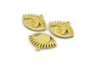 Brass Eye Charm, Raw Brass Eye Shaped Charms With 1 Loop, Pendants, Earring Findings (15x21x2mm) N2154