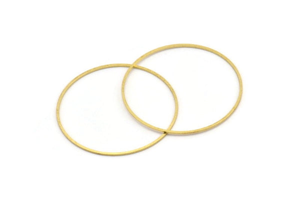 45mm Circle Connectors - 24 Raw Brass Circle Connectors (45x0.8mm) Bs 1190