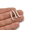Silver Curved Tube, 12 Antique Silver Plated Brass Curved Tubes (3x30mm) Bs 1417