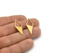 Brass Diamond Charm, 24 Raw Brass Rhombus Charms With 1 Hole, Earrings, Findings (33x12x10,80m) D0670