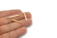 Tiny Bar Pendant, 12 Gold Plated Brass Connector Bars With 2 Holes (25x2.5x0.80mm) E429