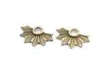 Silver Badge Charm, 2 Antique Silver Plated Brass Rosette Charms, Pendants, Earrings, Findings (33x21mm) N0786