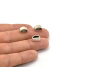 Silver Half Moon, 12 Antique Silver Plated Brass Semi Circle Thick Cut Connectors, Bracelet Charm (6x11x0.8x5mm) D0116