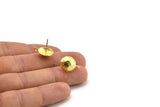 Brass Earring Post, 6 Raw Brass Earring Posts With 1 Loop (12.5x16mm) BS 1839