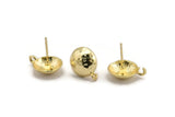 Gold Earring Post, 4 Gold Plated Brass Earring Posts With 1 Loop (12.5x16mm) BS 1839