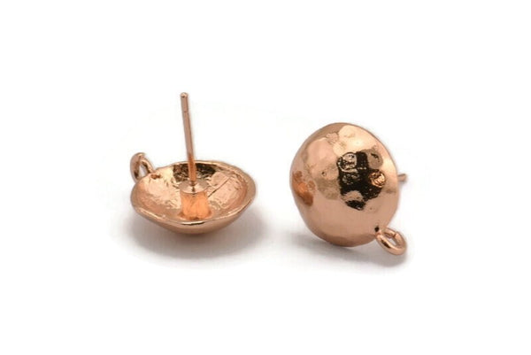 Rose Gold Earring Post, 4 Rose Gold Plated Brass Earring Posts With 1 Loop (12.5x16mm) BS 1839
