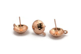 Rose Gold Earring Post, 4 Rose Gold Plated Brass Earring Posts With 1 Loop (12.5x16mm) BS 1839
