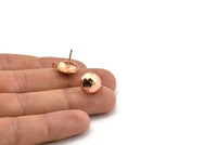 Rose Gold Earring Post, 4 Rose Gold Plated Brass Earring Posts With 1 Loop (12.5x16mm) BS 1839