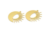 Brass Moon Charm, 8 Raw Brass Crescent Moon And Sun Shaped Charms With 1 Loop (27x27x0.60mm) A4047