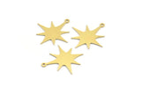 Brass Pole Star Charm, 12 Raw Brass, Brass Charms, Brass Pole Star Charms With 1 Loop (26x24x0.60mm) A4017