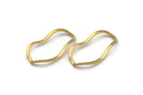Brass Oval Connector, 24 Raw Brass Wavy Oval Connectors Without Hole, Findings (35x19x0.80mm) D0780
