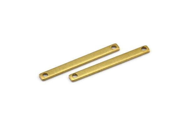 Tiny Bar Pendant, 24 Raw Brass Connector Bars With 2 Holes (25x2.5x0.80mm) E429