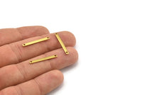 Tiny Bar Pendant, 24 Raw Brass Connector Bars With 2 Holes (25x2.5x0.80mm) E429