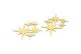 Brass Star Charm, 12 Raw Brass Star Shaped Charms, Charm Pendants, Connectors (21x27x0.60mm) A4056