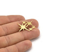 Brass Star Charm, 12 Raw Brass Star Shaped Charms, Charm Pendants, Connectors (21x27x0.60mm) A4056