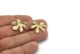 Gold Leaf Pendant, 3 Gold Plated Brass Leaf Pendants, Charms, Earrings, Findings (26x22x1.8mm) BS 2209 Q0365