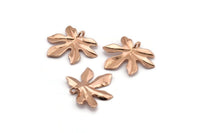 Rose Gold Leaf Pendant, 3 Rose Gold Plated Brass Leaf Pendants, Charms, Earrings, Findings (26x22x1.8mm) BS 2209 Q0365