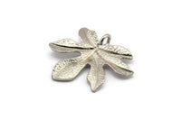 Silver Leaf Pendant, 3 Silver Tone Leaf Pendants, Charms, Earrings, Findings (26x22x1.8mm) BS 2209 H0405