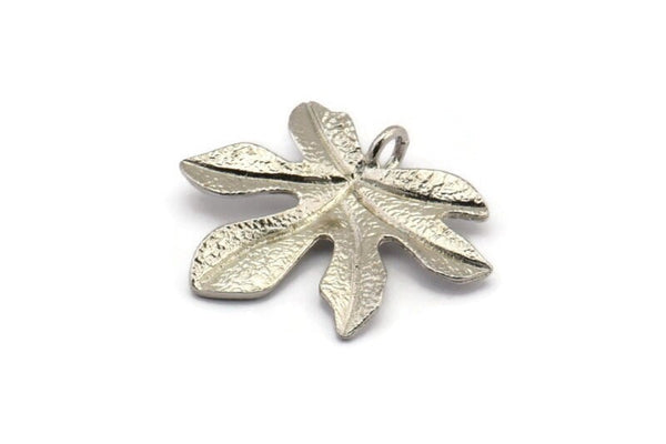 Silver Leaf Pendant, 3 Silver Tone Leaf Pendants, Charms, Earrings, Findings (26x22x1.8mm) BS 2209 H0405