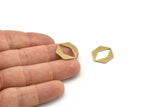 Brass Hexagon Charm, 12 Raw Brass Hexagon Shaped Blanks, Connectors (18x16x1mm) A4060