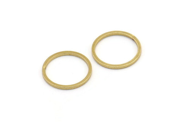 15mm Circle Connectors , 24 Raw Brass Circle Connectors (15x1x1mm) A4062