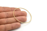 52mm Circle Connectors, 12 Raw Brass Circle Connectors (52x1x1mm) A4075