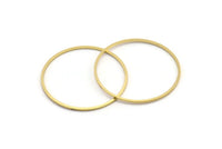 37mm Circle Connectors, 24 Raw Brass Circle Connectors (37x1x1mm) A4066