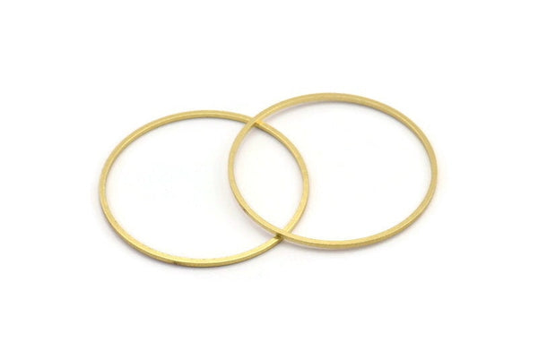 37mm Circle Connectors, 24 Raw Brass Circle Connectors (37x1x1mm) A4066