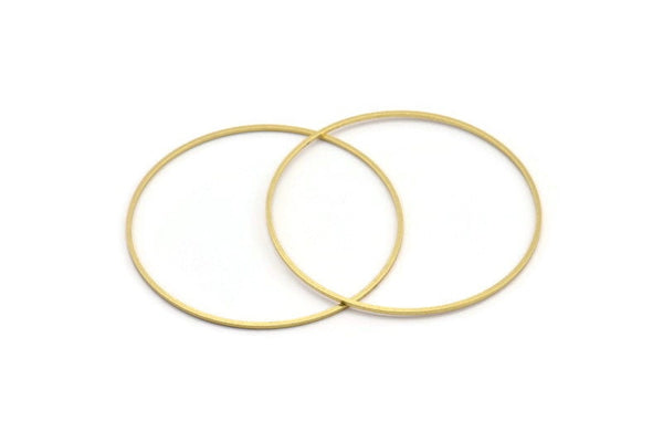 55mm Circle Connectors - 24 Raw Brass Circle Connectors (55x1x1mm) BS 1106