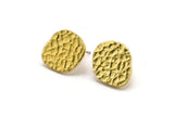 Brass Irregular Earring, 4 Hammered Raw Brass Irregular Shaped Stud Earrings (16x14x1.5mm) N1872