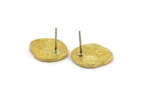 Brass Irregular Earring, 4 Hammered Raw Brass Irregular Shaped Stud Earrings (16x14x1.5mm) N1872