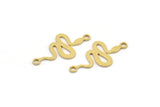 Brass Snake Charm, 50 Raw Brass Snake Shaped Charms With 2 Loops, Pendants, Connector Findings (21x11x0.60mm) A4086