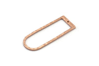 D Shape Rings, 2 Rose Gold Plated Brass Hammered D Shape Connectors With 1 Hole, Rings  (47x18x1.4mm) BS 1894 Q0587
