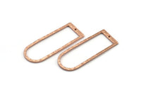 D Shape Rings, 2 Rose Gold Plated Brass Hammered D Shape Connectors With 1 Hole, Rings  (47x18x1.4mm) BS 1894 Q0587