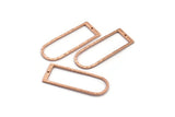 D Shape Rings, 2 Rose Gold Plated Brass Hammered D Shape Connectors With 1 Hole, Rings  (47x18x1.4mm) BS 1894 Q0587