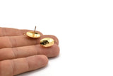 Altın Küpe Direği, 1 Döngülü 2 Altın Kaplama Pirinç Oval Küpe Direği (21x12x16mm) E289 Q0568