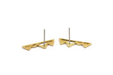 Brass Mountain Earring, 12 Raw Brass Mountain Shaped Stud Earrings (22x7x1mm) D0827 A1214