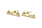 Brass Mountain Earring, 12 Raw Brass Mountain Shaped Stud Earrings (22x7x1mm) D0827 A1214