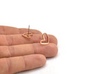 Rose Gold Heart Earring, 10 Rose Gold Plated Brass Heart Stud Earrings (11x14x1mm) D1195 A1221 Q1081